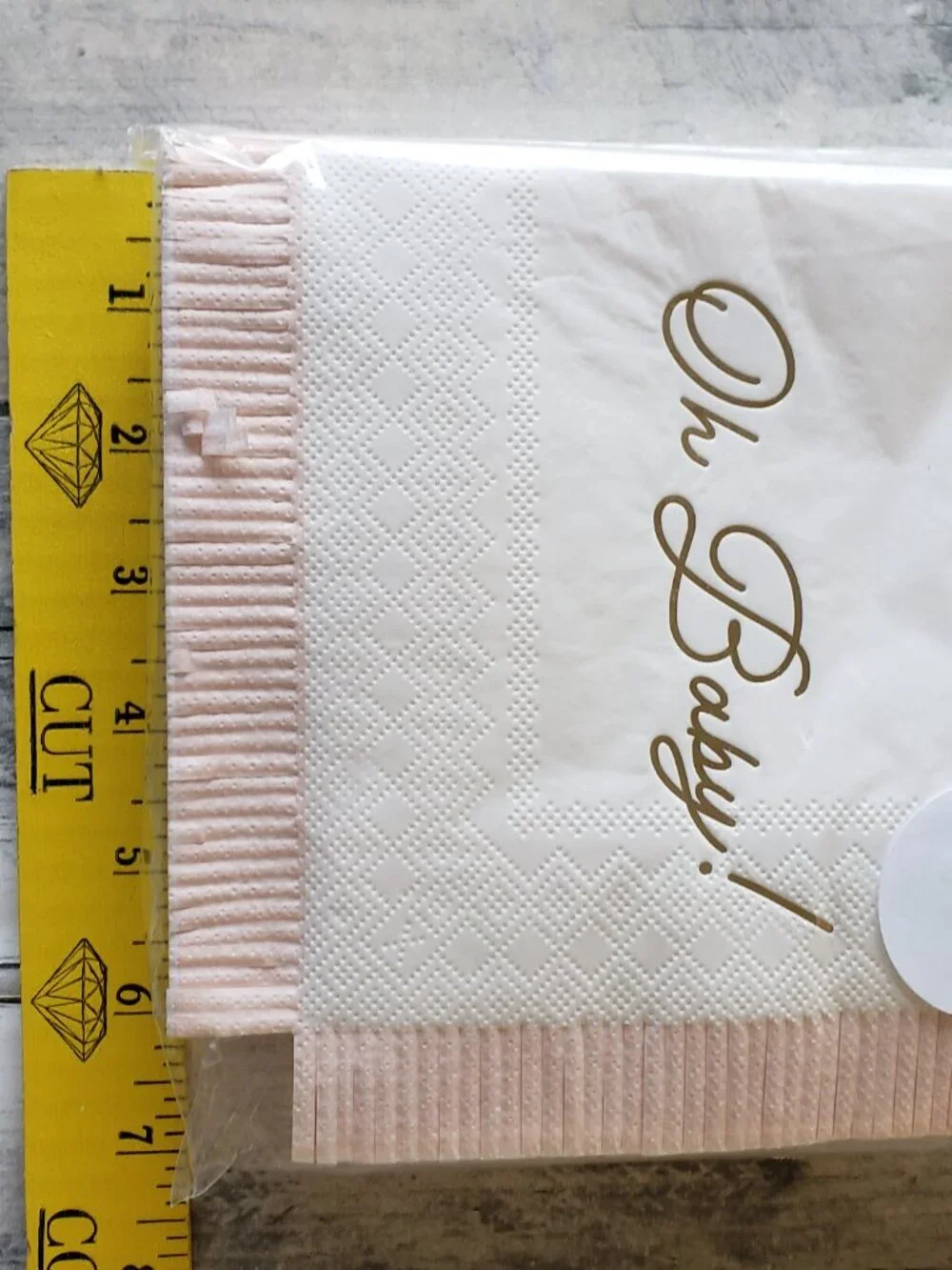 NWT - Oh Baby! in Gold Script with Pink Fringe Paper Napkins 32 ct. Baby Shower